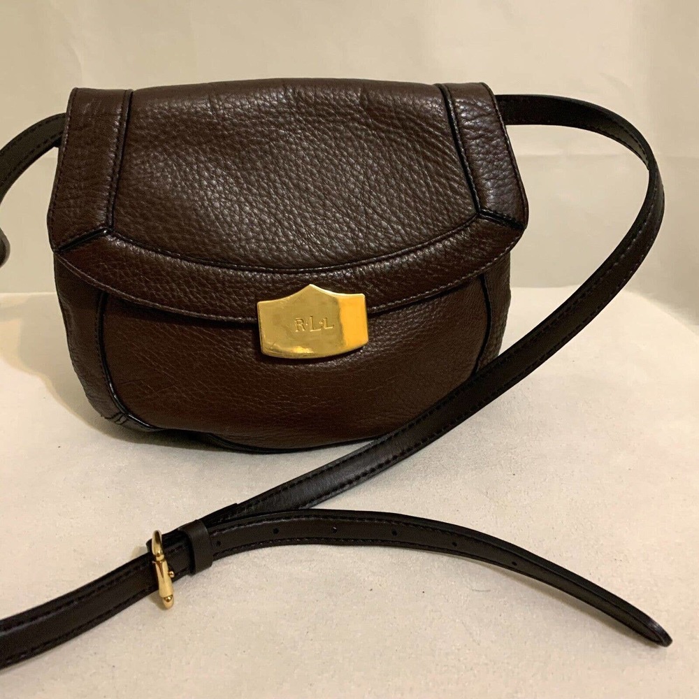 SOLD! POLO RALPH LAUREN Small Mahogany Brown Leather Vintage Flap XBody - Picture 16 of 16